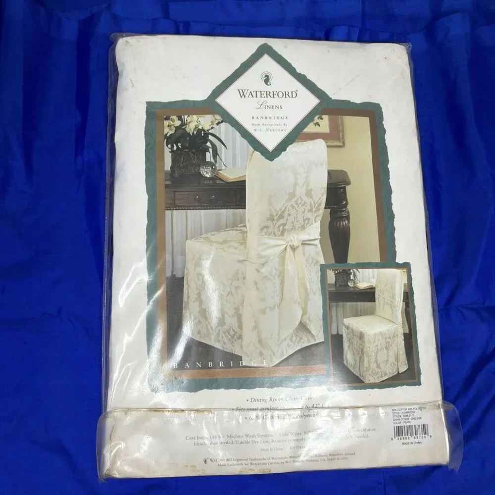 Waterford Linens Banbridge Pearl Color Dining Room Armless Chair Cover 42